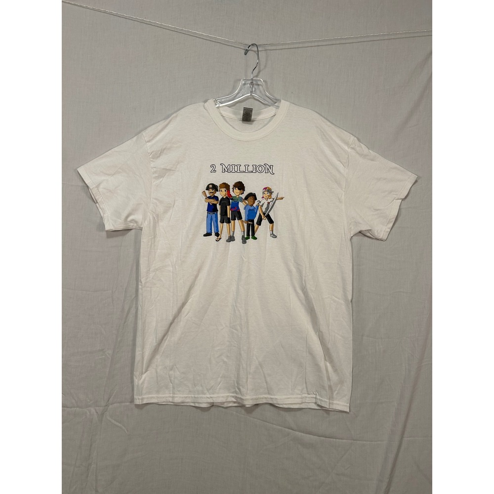 Gildan 2 Million Subscriber Milestone Graphic T-Shirt Mens XL White Short Sleeve